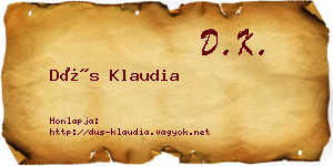 Dús Klaudia névjegykártya